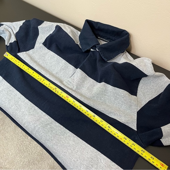 Brandy Melville Cropped Polo Rugby Shirt No Size Stripes Navy Blue Grey - Picture 7 of 8